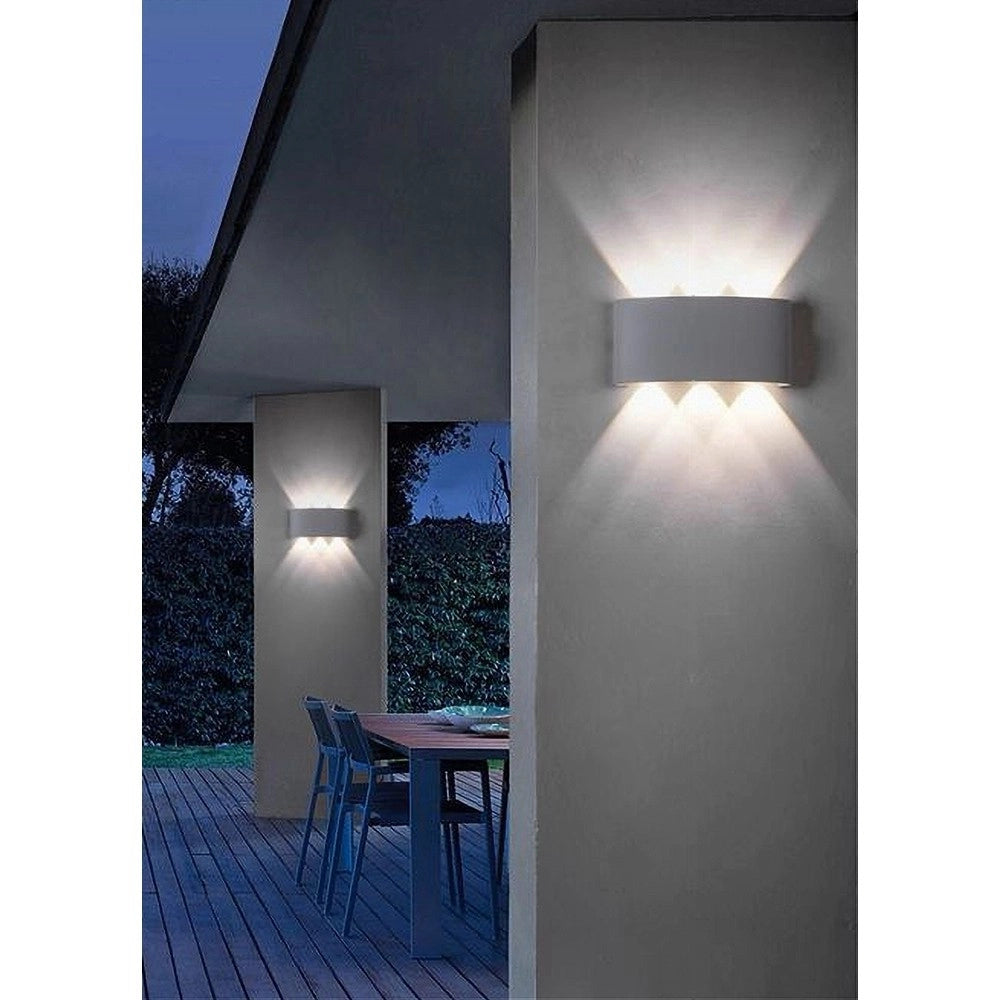 Trade Shop - Applique 16w Up&down Lampada Muro Grigio Esterno Ip65 Luce 4000k 3000k 6500k Es68 - -bianco Naturale      -