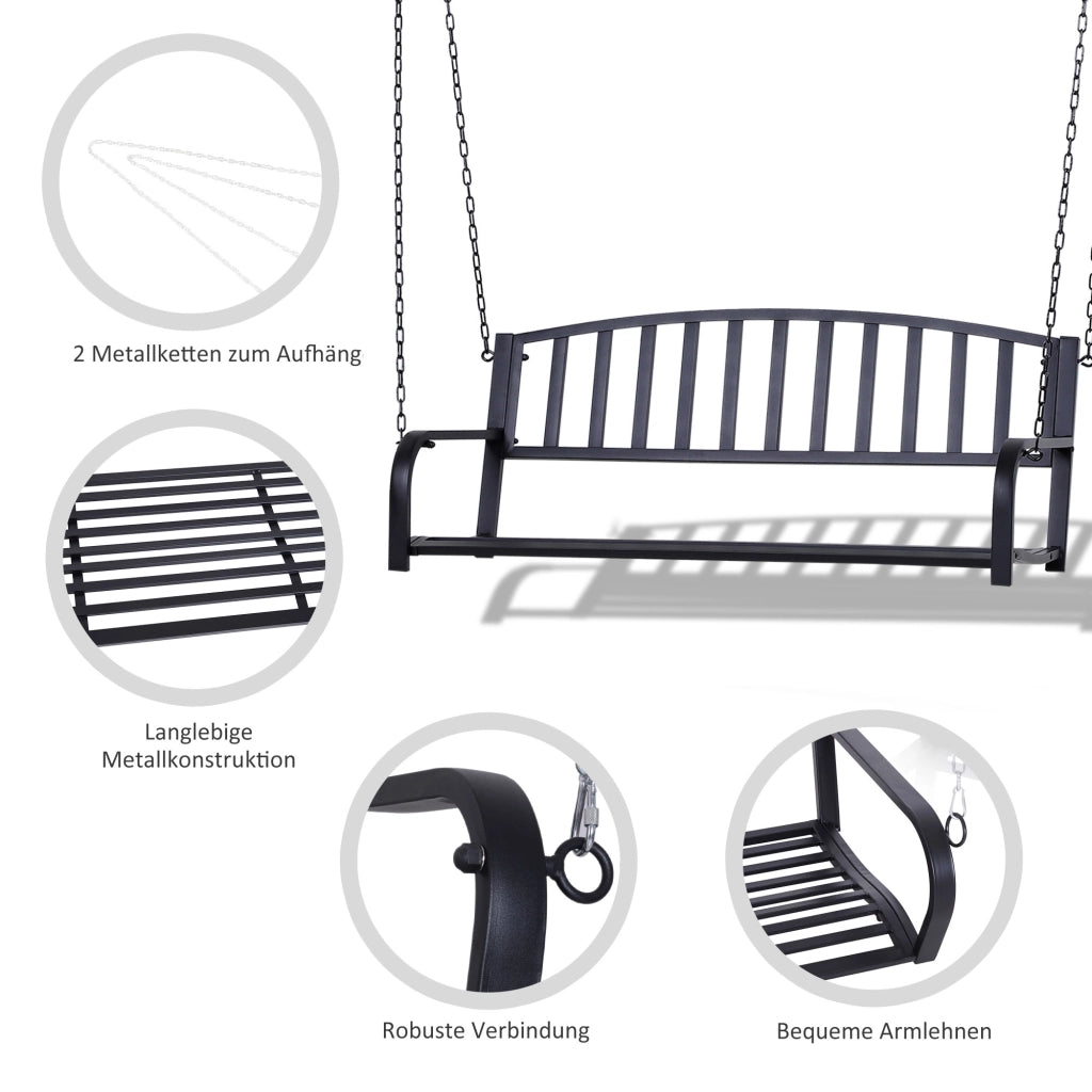 Dondolo da giardino 2 posti ¨C Xylo ¨C metallo nero 127x60x53 cm