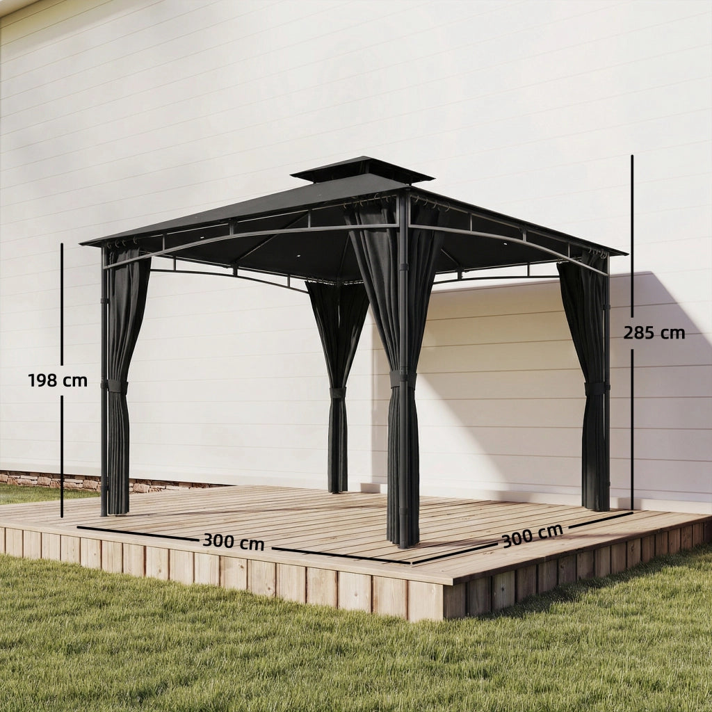 Gazebo da giardino ¨C zephmum ¨C 3x3m grigio antracite