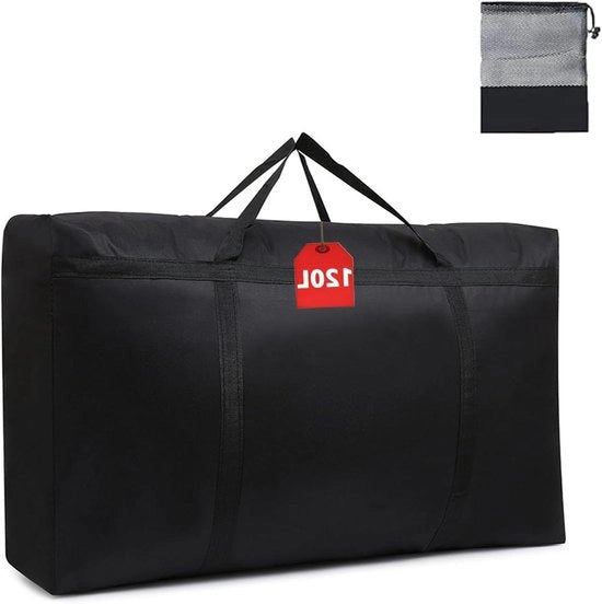 Opbergtas perpendicolare per coperte - Borsa per coperte da 120L impermeabile con chiusura a zip - Borsa in 600D Oxford robusta - Contenitore per la stanza da letto - Organizzatore per coperte, coperte, cuscini e abbigliamento - Ideale per traslochi