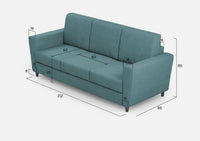 Divano 3 Posti 212x85x85 cm Yasel in Tessuto Petrolio