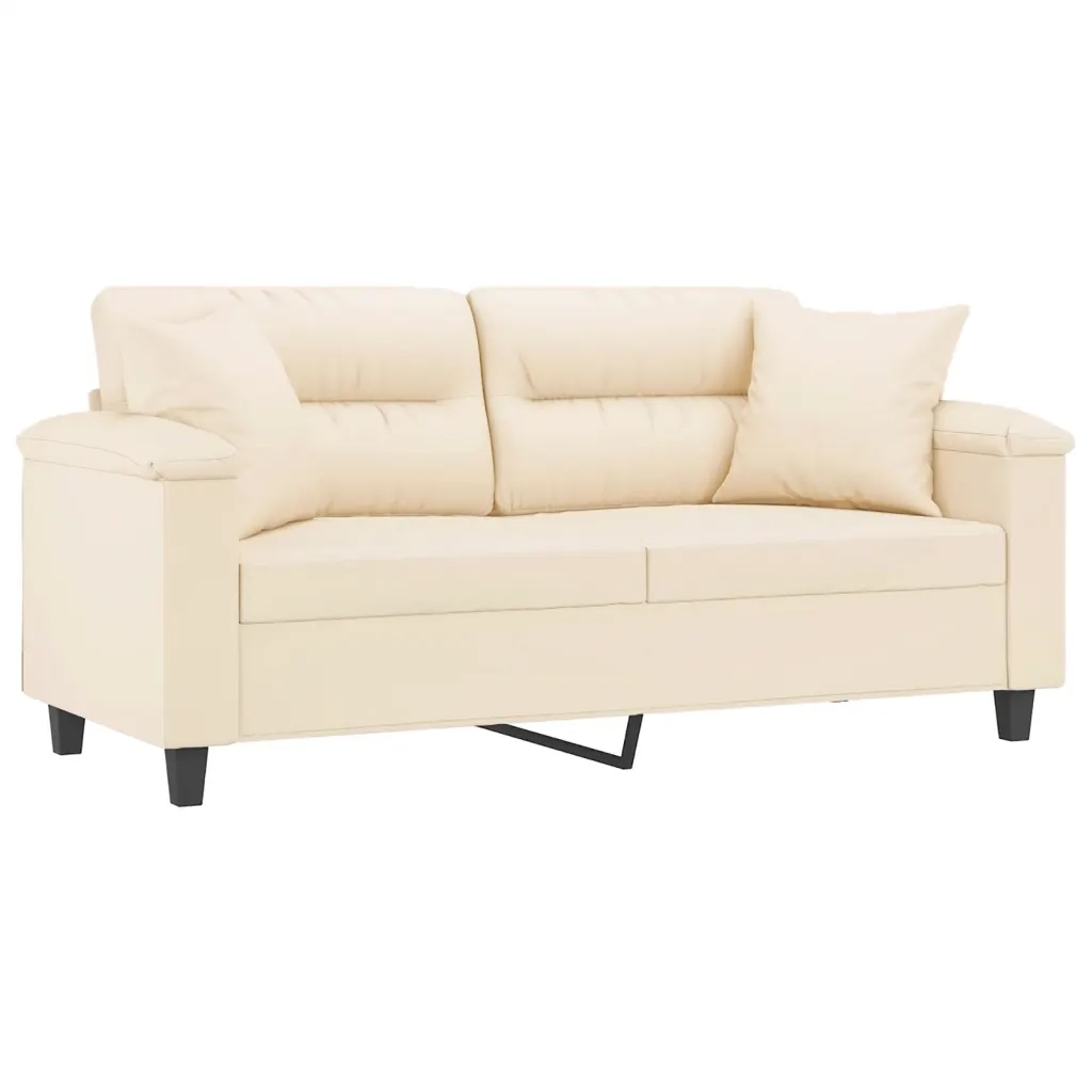Divano a 2 Posti con Cuscini Beige 140 cm Tessuto Microfibra 3200976