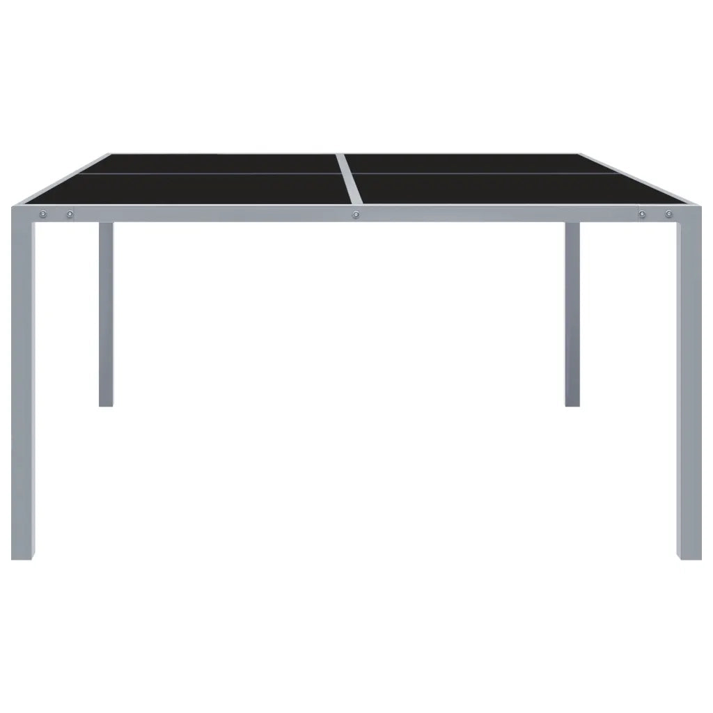 Tavolo da Giardino 130x130x72 cm Grigio in Acciaio e Vetro 313086