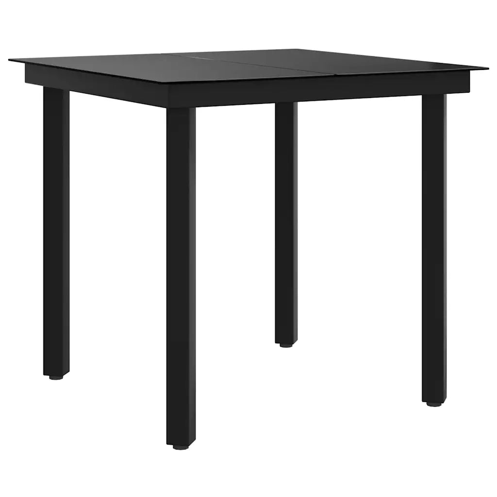 Tavolo da Giardino Nero 80x80x74 cm in Acciaio e Vetro 318746