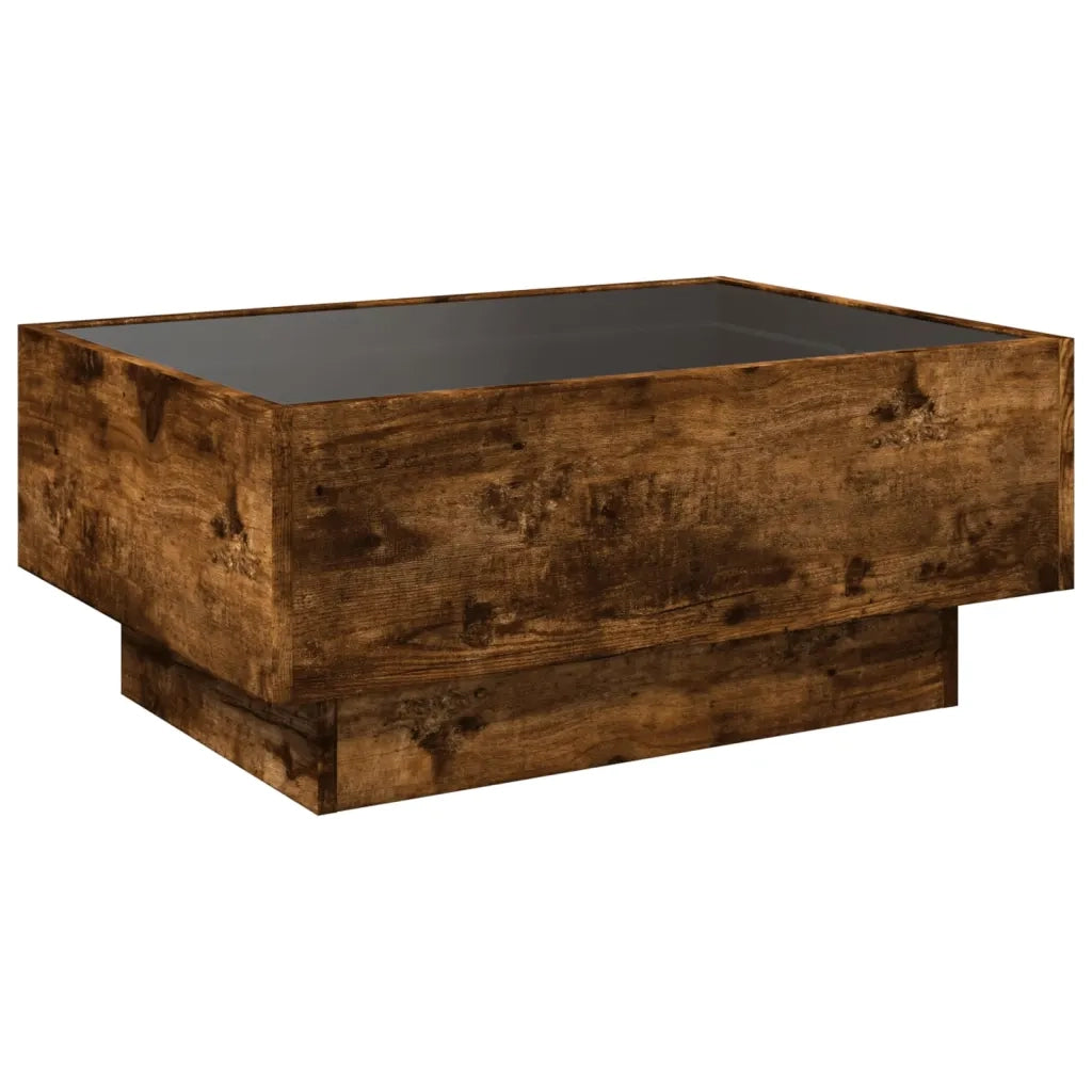 Tavolino salotto | Tavolino da caff¨¨ | Tavolino da Soggiorno con LED Rovere Fumo 70x50x30 cm Multistrato