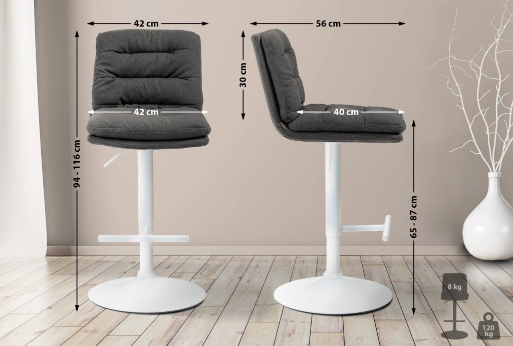 2er Set Barhocker Damar Stoff weiЯ