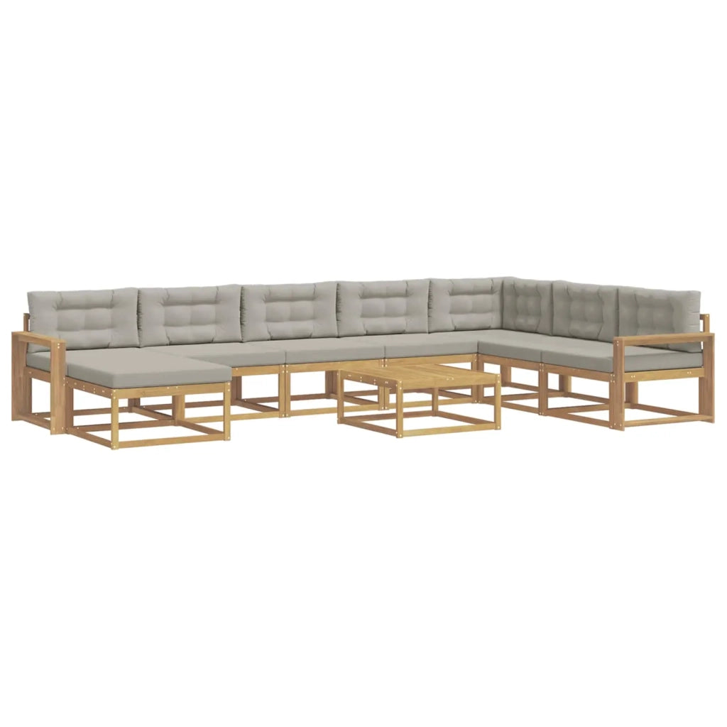 Set di divani da esterno 9 pz Bianco e Grigio Chiaro 3386905