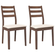 Sedie da Pranzo con Cuscini 2 pz | Sedie da cucina Marrone Legno Massello di Hevea