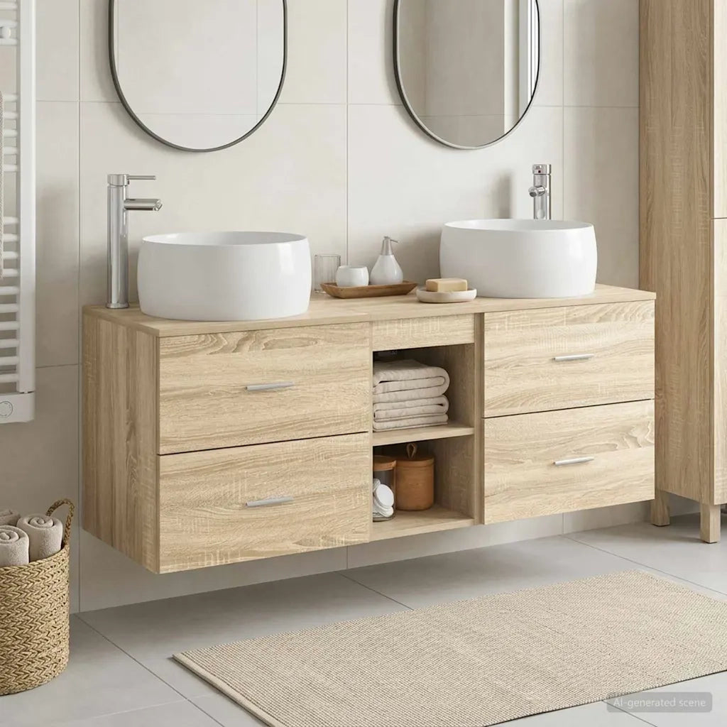 Set di mobili per il bagno 3 pz Rovere Sonoma 3405925