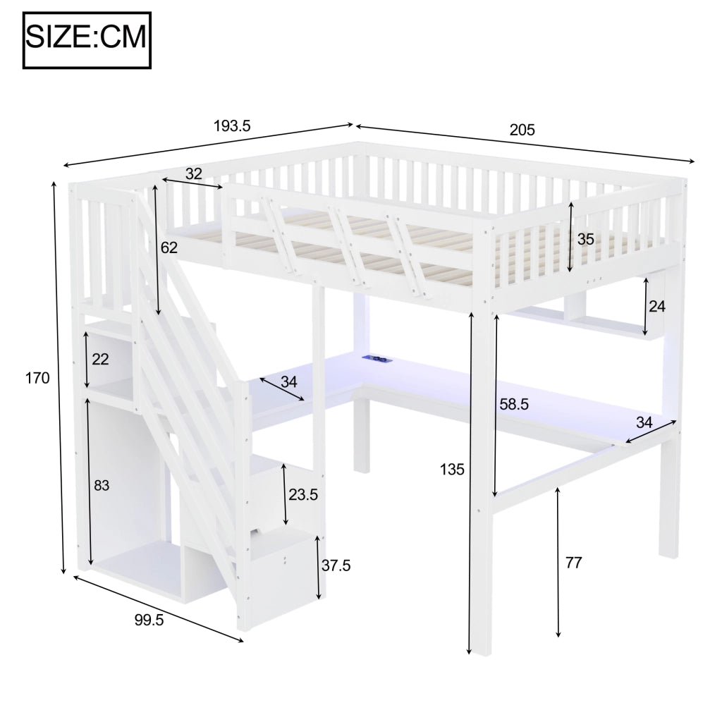 letto in legno bianco 193.5 x 205 cm