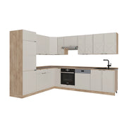 Cucina angolare completa Fame-Line GrigioBeige/Rovere dorato 227 x 60 cm, PL Rovere Vicco