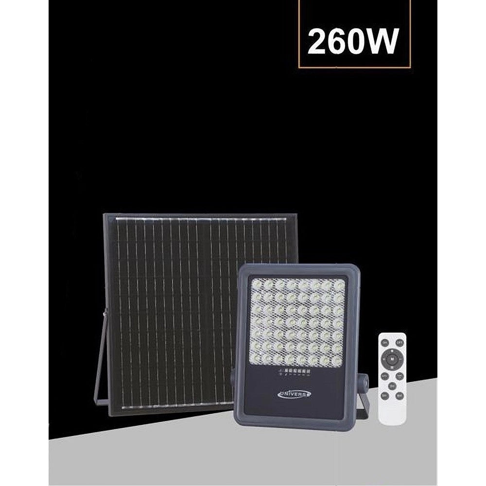 Trade Shop - Faro Led 260 Watt Con Pannello Solare Luce Naturale 4000k Telecomando Tk09-260w -