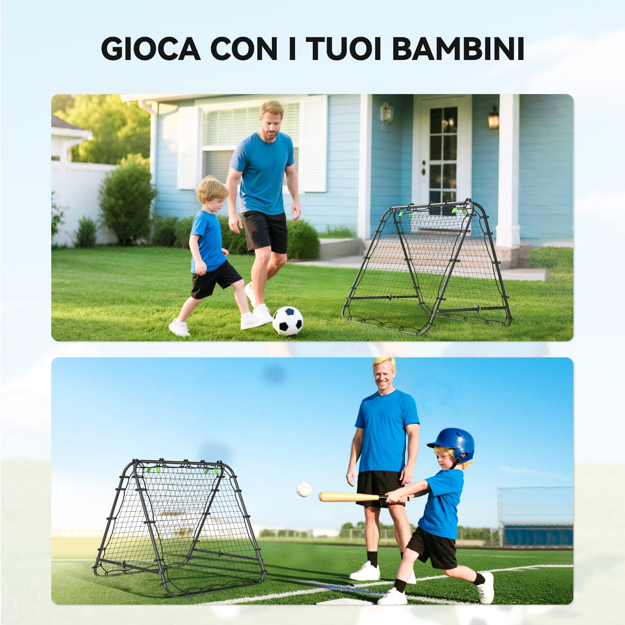 Rete Rebounder da Calcio Pieghevole Angolazione Regolabile 100x95x90 cm Nero