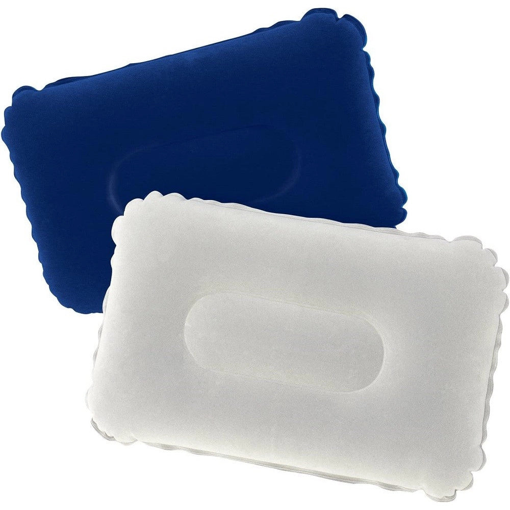 Trade Shop - Cuscino Gonfiabile Floccato Rettangolare 48x30cm Per Viaggi Campeggio Mare 67121 -