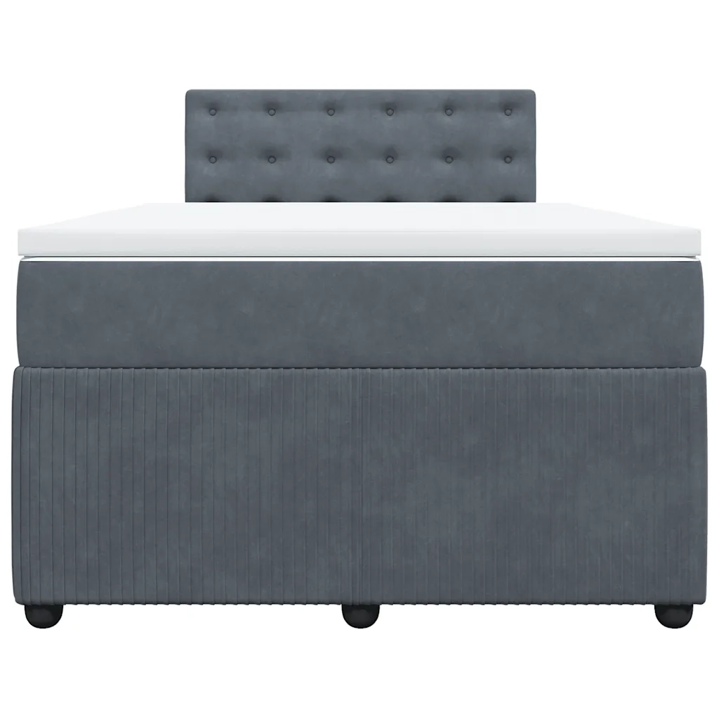 Giroletto a Molle con Materasso Grigio Scuro 120x190 cm Velluto