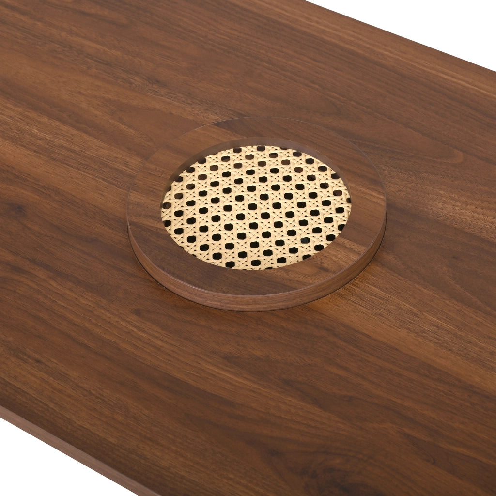 Tavolino da Caffè Ovale con Vani Portaoggetti e Ripiani Aperti; Texture Verticale; in MDF; Noce; 105×50×46;5 cm