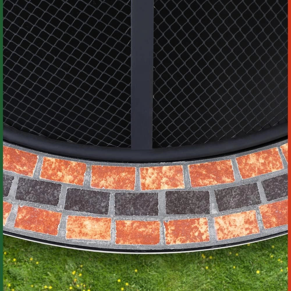 ® Braciere Rotondo Fuoco da Esterno Mosaico 76x76cm Parascintille Camino da Giardino Stufa Caminetto Patio