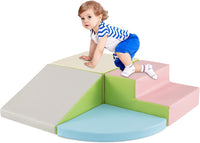 Set di Blocchi in Schiuma per Bambini 4 Pezzi, Set di Costruzioni Morbide in PU + EPE per Sviluppo dei Bambini, Gioco Attivo Interno per Arrampicarsi e Gattonare (Rosa)