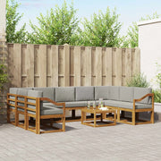 Set di divani da esterno 10 pcs Grigio Naturale e Chiaro