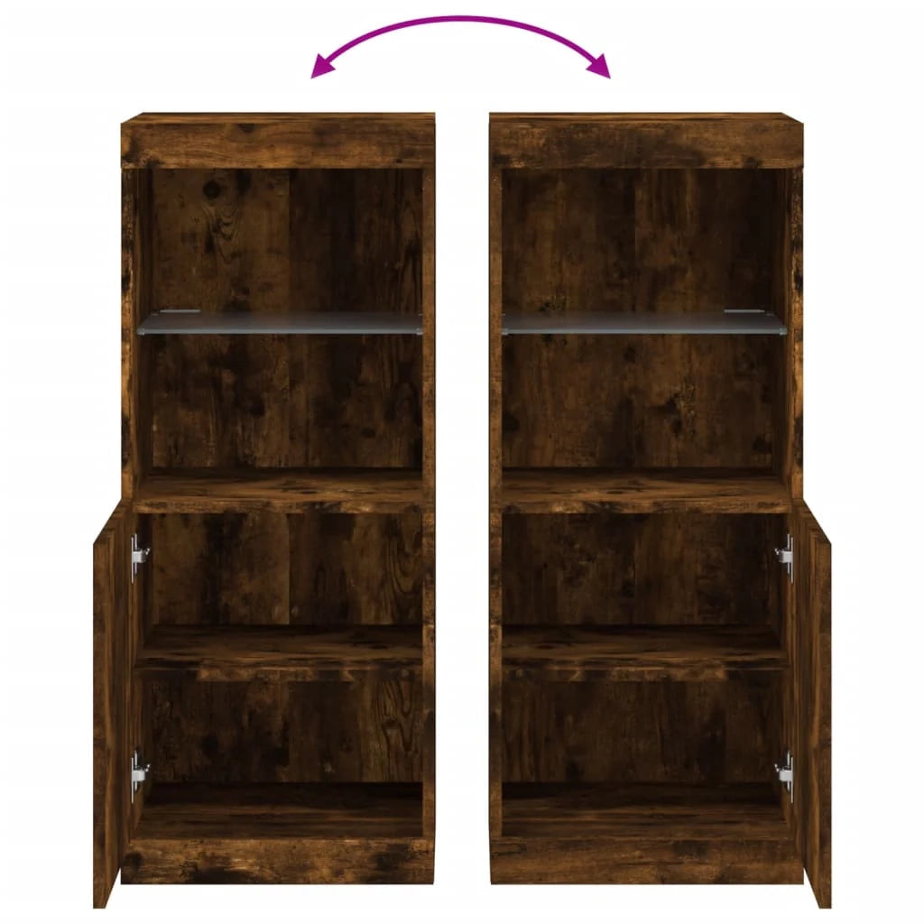 Buffet credenza cassettiera armadio mobile contenitore organizer per cucina soggiorno salotto con luci LED 41 x 37 x 100 cm marrone 02_0029884