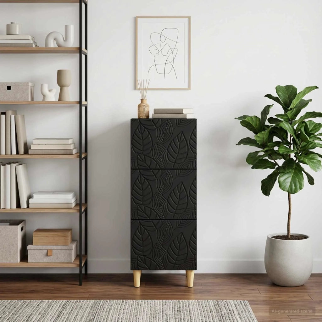 Mobile con Cassetti Nero 33 x 34,5 x 90 cm Legno ingegnerizzato 895076