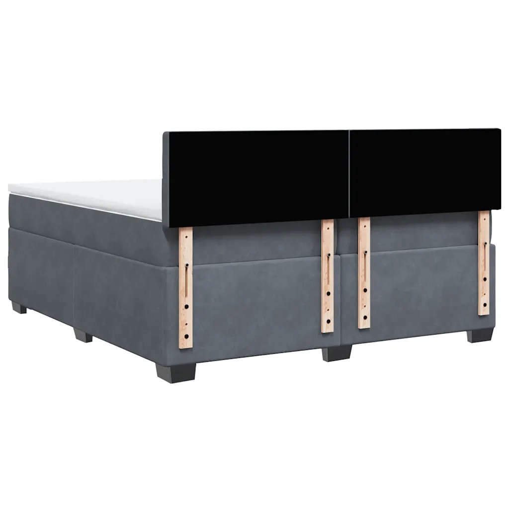 Giroletto a Molle con Materasso Grigio Scuro 200x200 cm Velluto 3288715