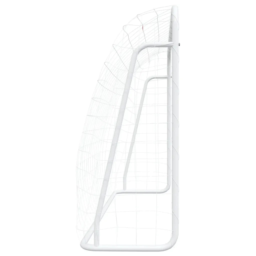 Porta da Calcio con Rete Bianca 214x75x152cm Acciaio Poliestere 93734