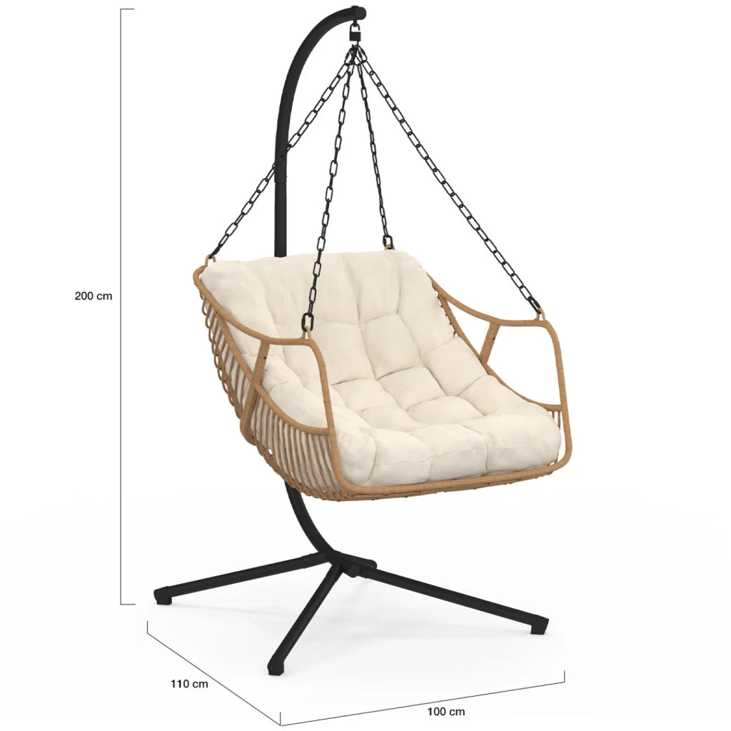 IDMarket - LOA reclinabile in rattan traforato con cuscino ecrù