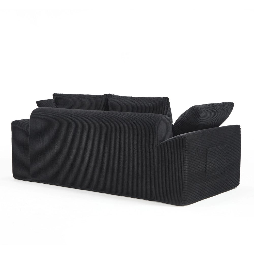 Divano piccolo imbottito con braccioli ¨C Minimal ¨C Nero velluto, senza montaggio