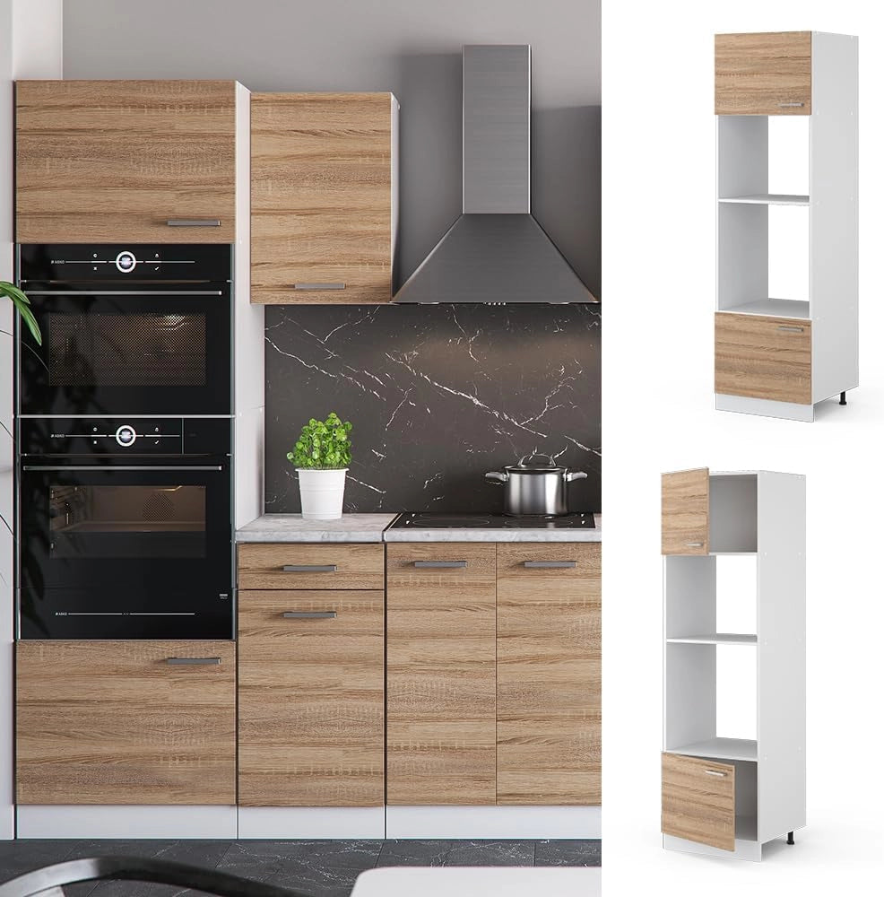 Mobile cucina microonde R-Line, Sonoma, 60 cm, per la libera combinazione all'interno di sistemi cucina modulari
