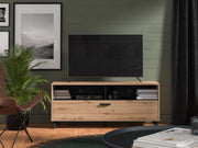 Platania, Mobile Porta tv 3 Ripiani, 137.5x40x57.5h cm Marrone Rovere Nodi