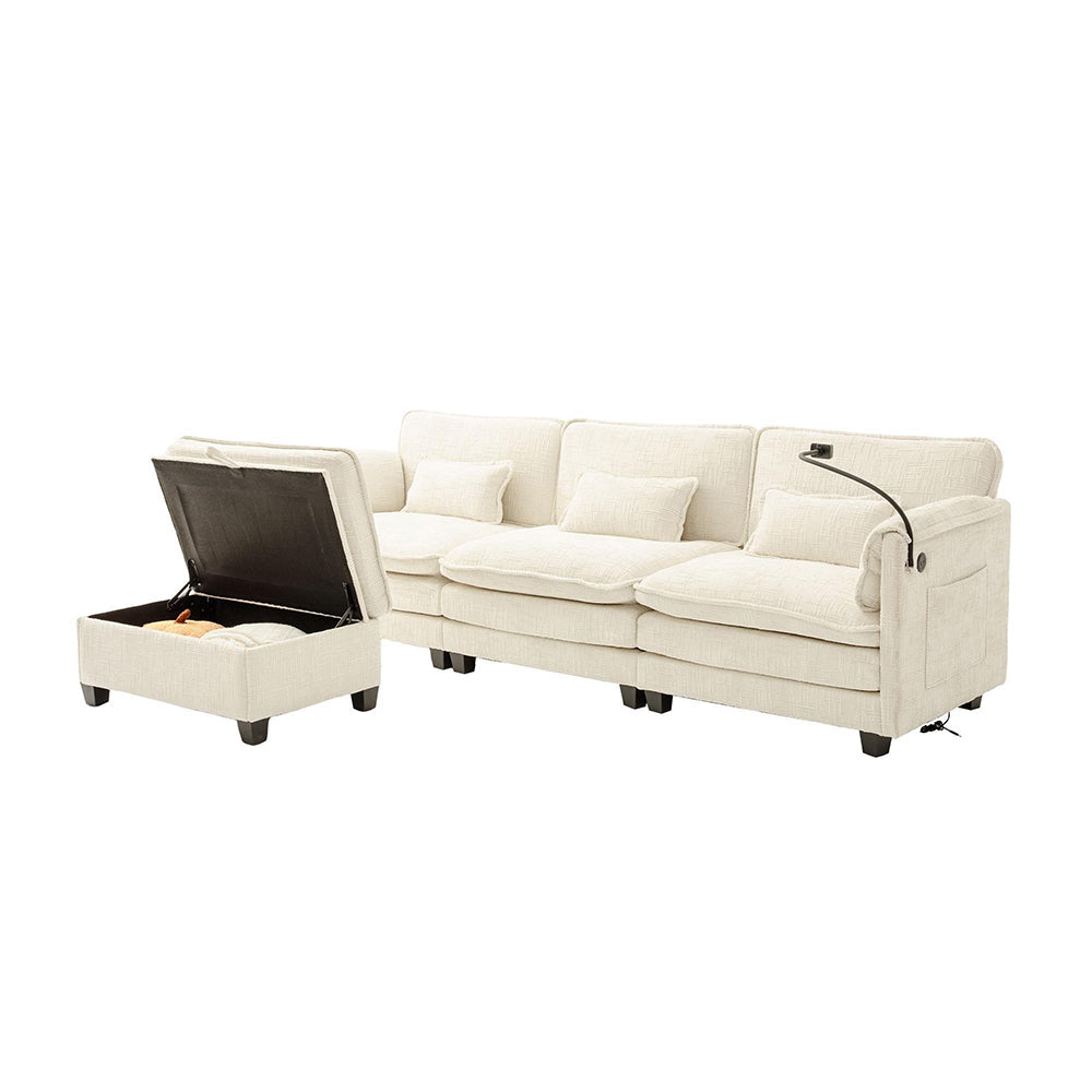 Divano 2 posti moderno - Xylo - Chenille, USB, memory foam, beige