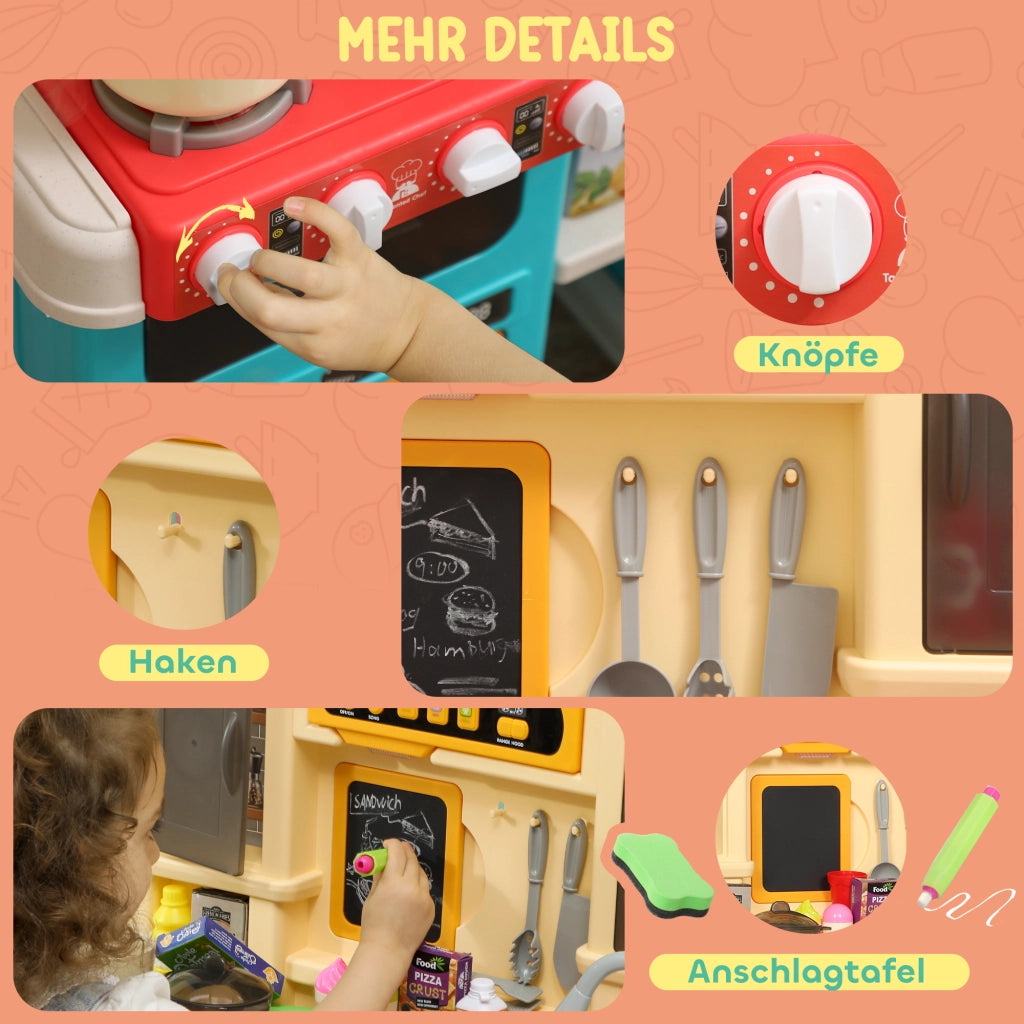 Cucina giocattolo con acqua corrente e 85 accessori ¨C Xylo ¨C verde plastica con luci e suoni
