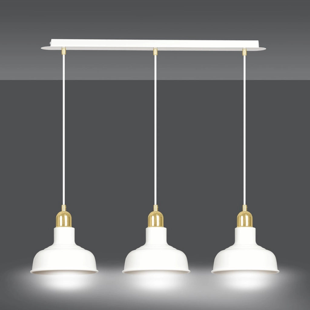 Lampada a sospensione IBOR in acciaio bianco e oro