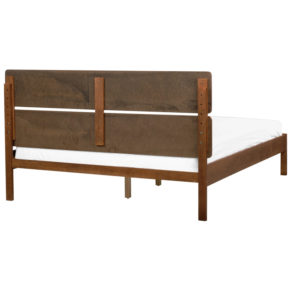Letto in marrone scuro UE matrimoniale 160 x 200 cm con testiera a doghe Stile rustico minimalista