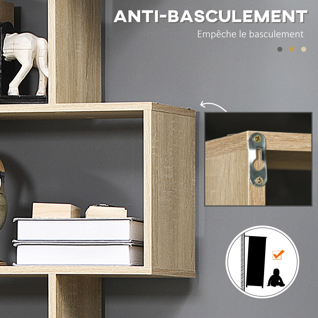 Libreria Zig Zag Design Moderno ¨C zephmum ¨C 80x23x192 cm 6 Livelli Colore Quercia Chiaro