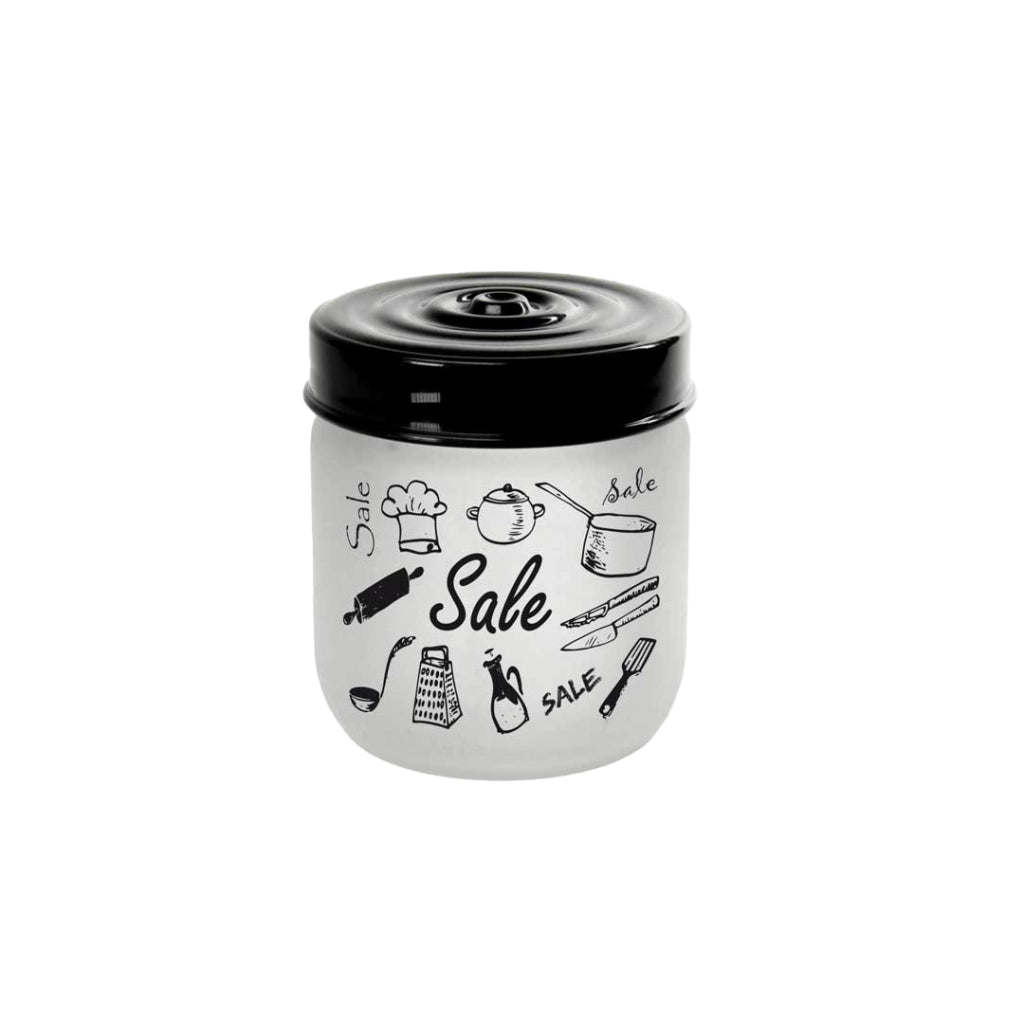MAURY'S BARATTOLO CANDY IN VETRO SATINATO CON TOP NERO 425 CC 9X9 CM PER SALE