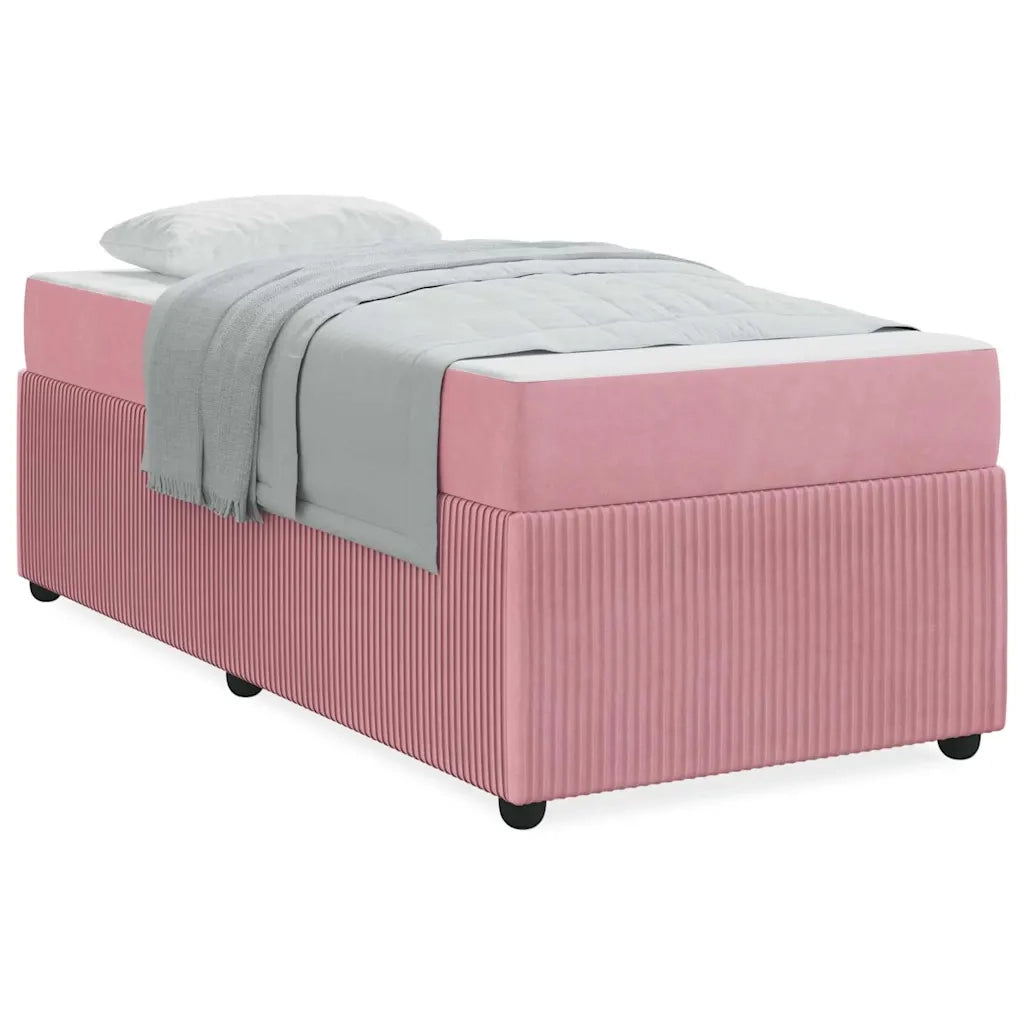 vidaXL Struttura letto con materasso Rosa 90 x 190 cm Velluto
