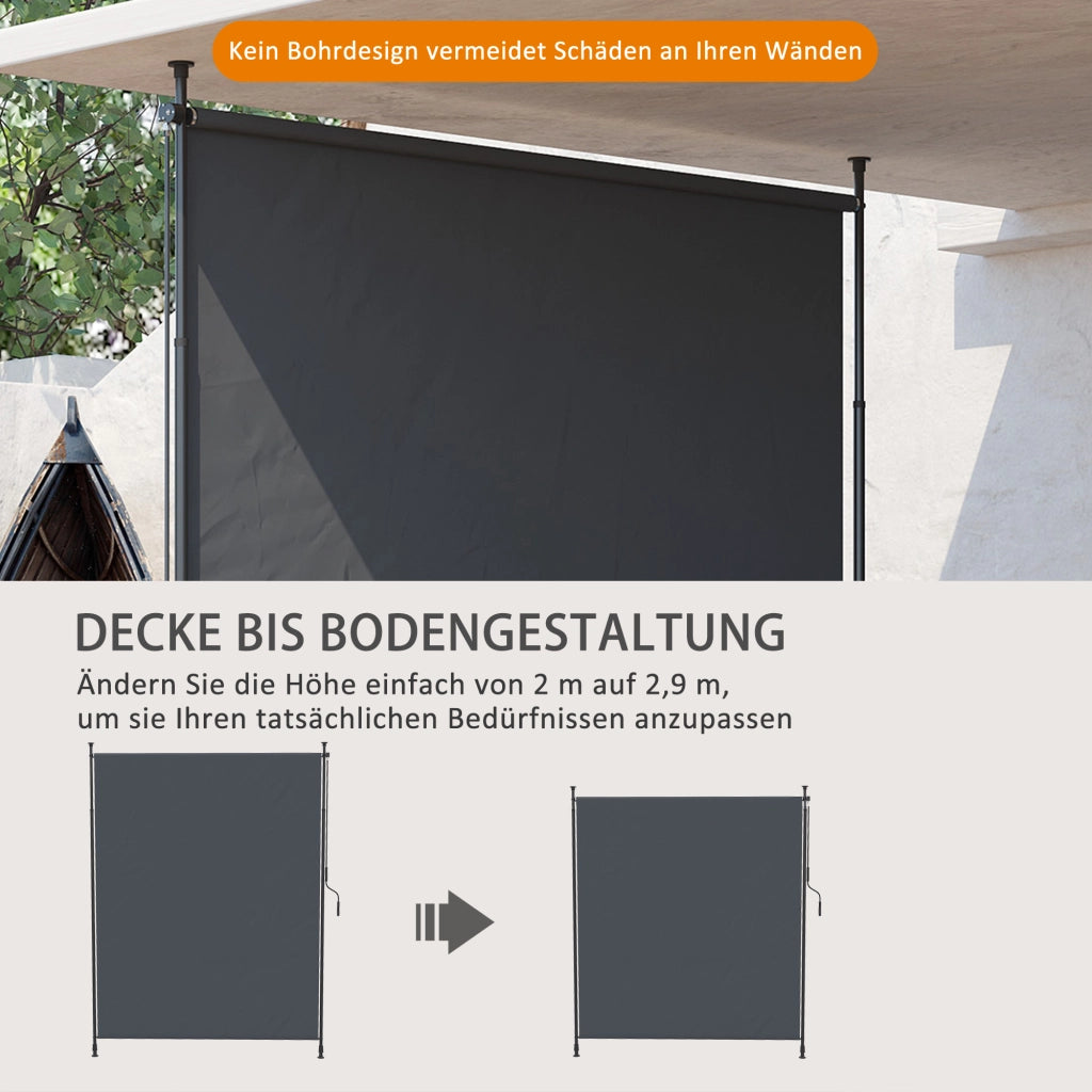 Tenda laterale per terrazzo senza buchi ¨C zephmum ¨C grigio 2x2,15-3,05 m