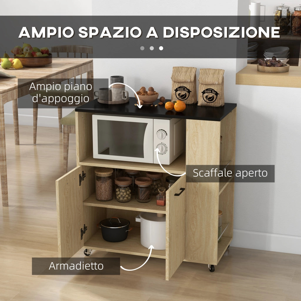 Armadietto Cucina con Ripiano Aperto e Scaffale Laterale ¨C zephmum ¨C Bianco 75x40x80.5 cm