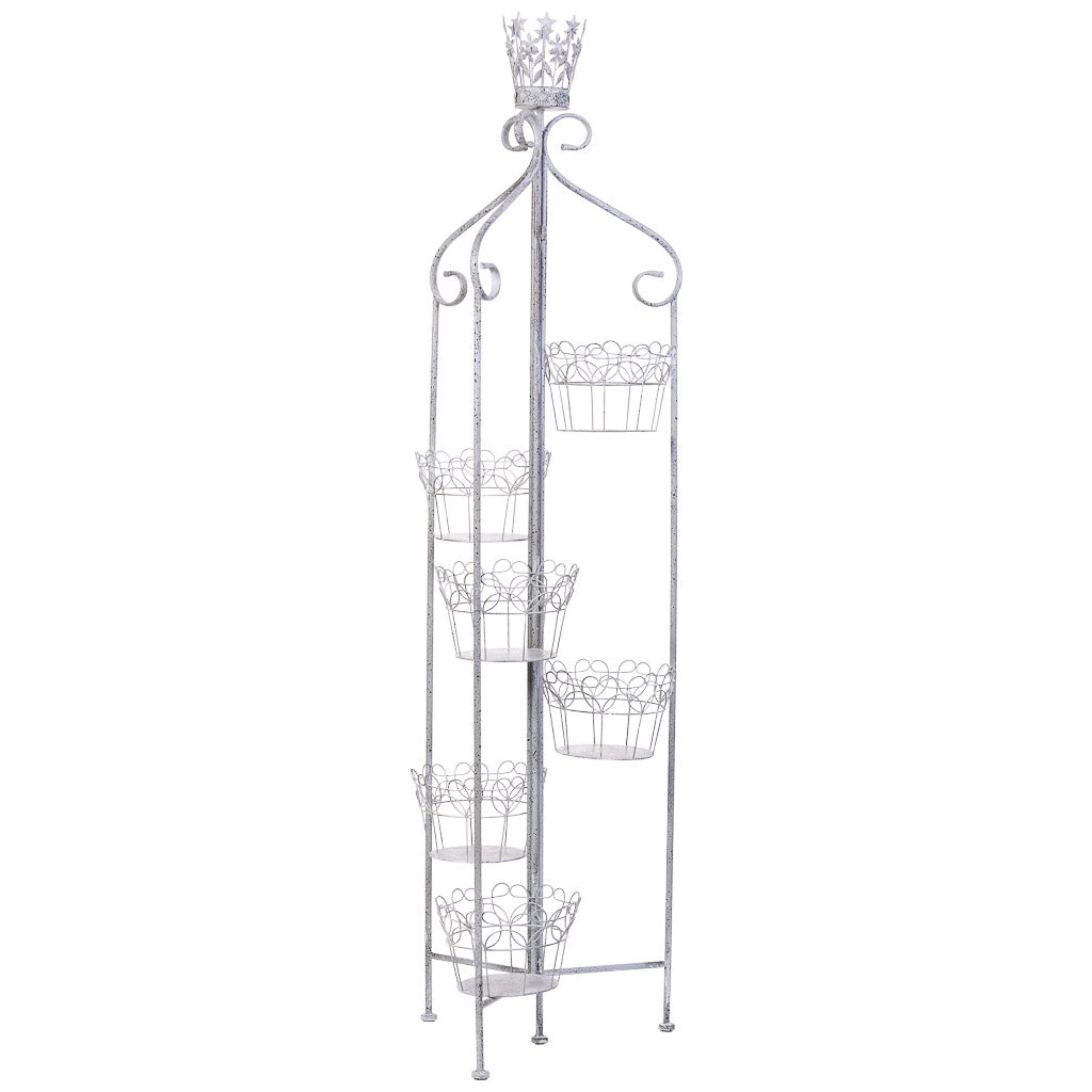 Portavasi in metallo per 6 vasi grigio 30,48x25,4x188,6h cm