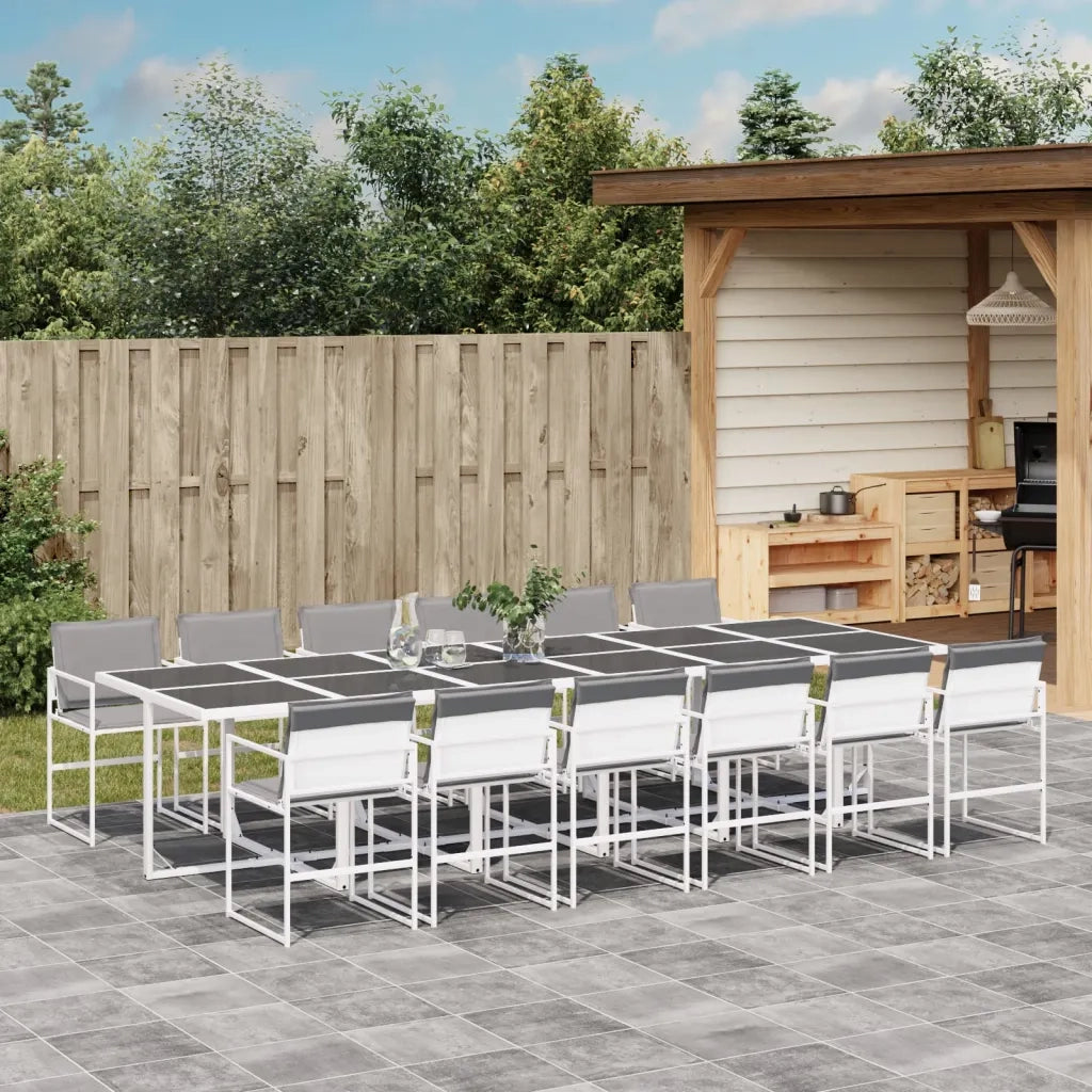 vidaXL Set da Pranzo da Giardino 13 pz con Cuscini Bianco in Textilene