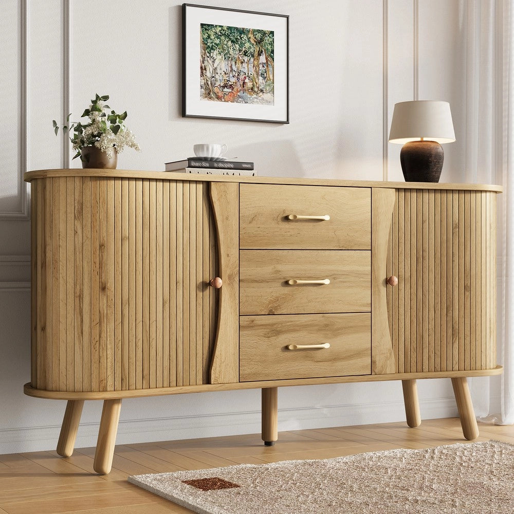 Credenza con Ante Scorrevoli e Cassetti ¨C MINIMAL ¨C Legno, Massello, Design Moderno