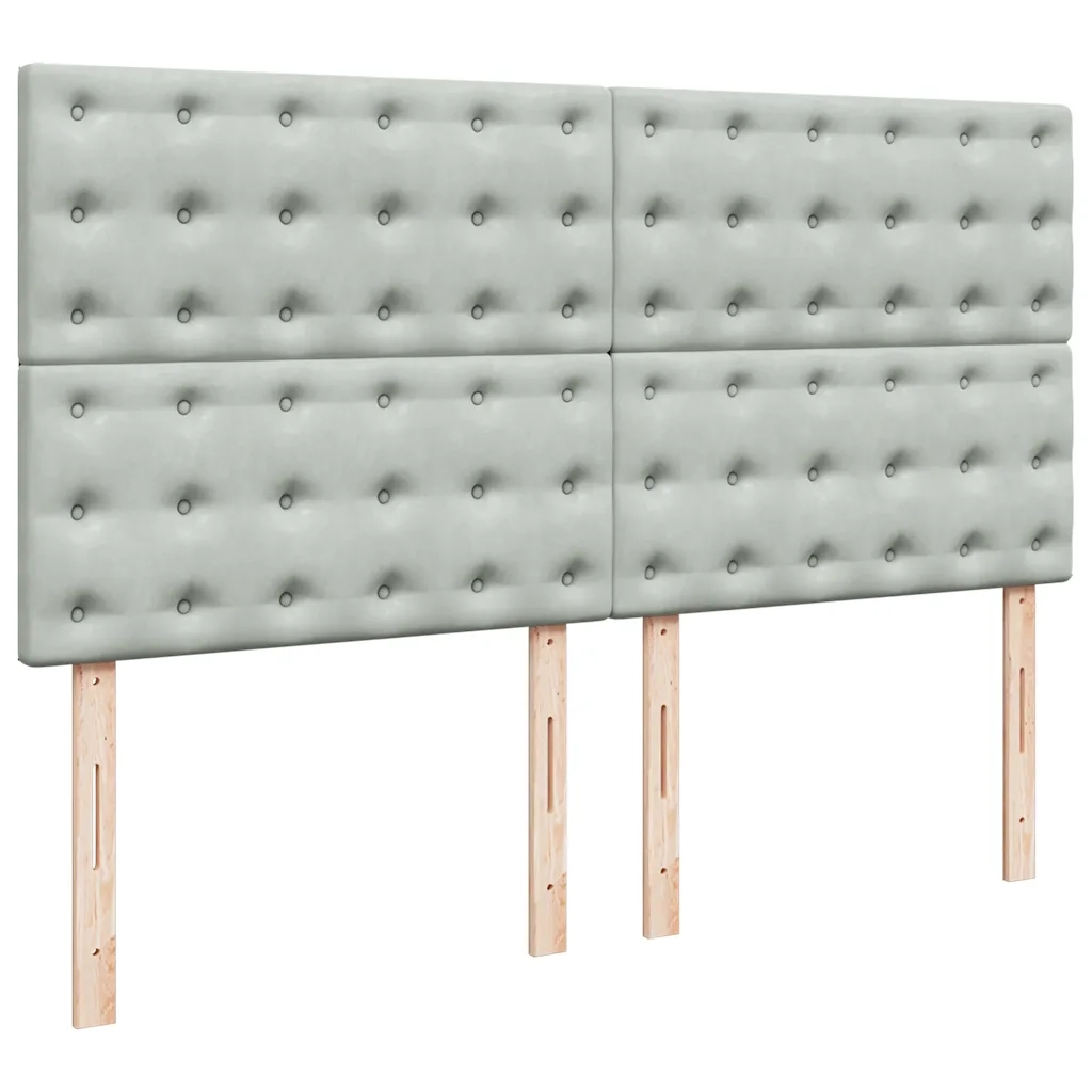 Giroletto a Molle con Materasso Grigio Chiaro 180x200cm Velluto