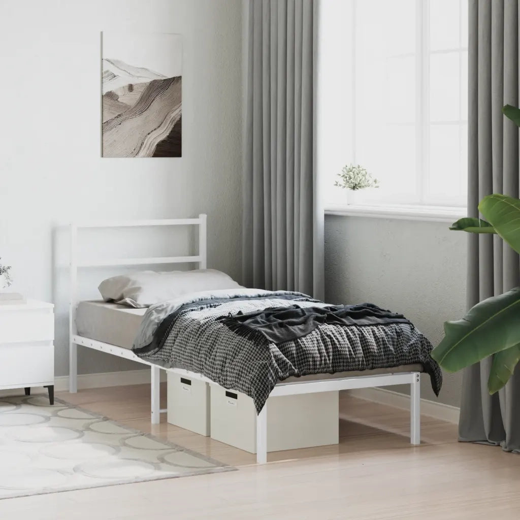 Giroletto senza Materaso con Testiera Metallo Bianco 75x190 cm 355404