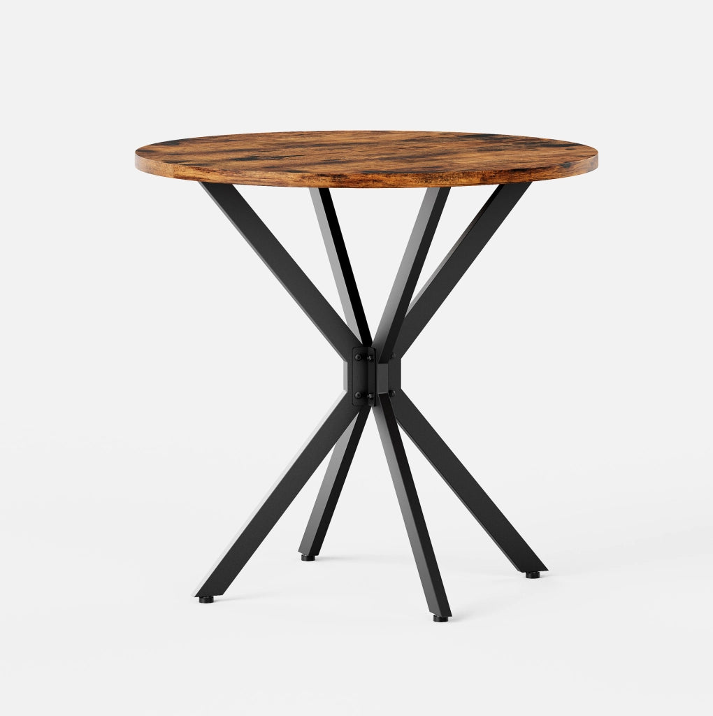 Tavolo rotondo in stile industriale ?80 cm con gambe a X; marrone vintage e nero