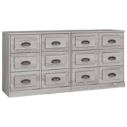 Buffet credenza cassettiera armadio mobile contenitore organizer cucina soggiorno salotti set da 2 legno ingegnerizzato Sonoma grigio 02_0036974