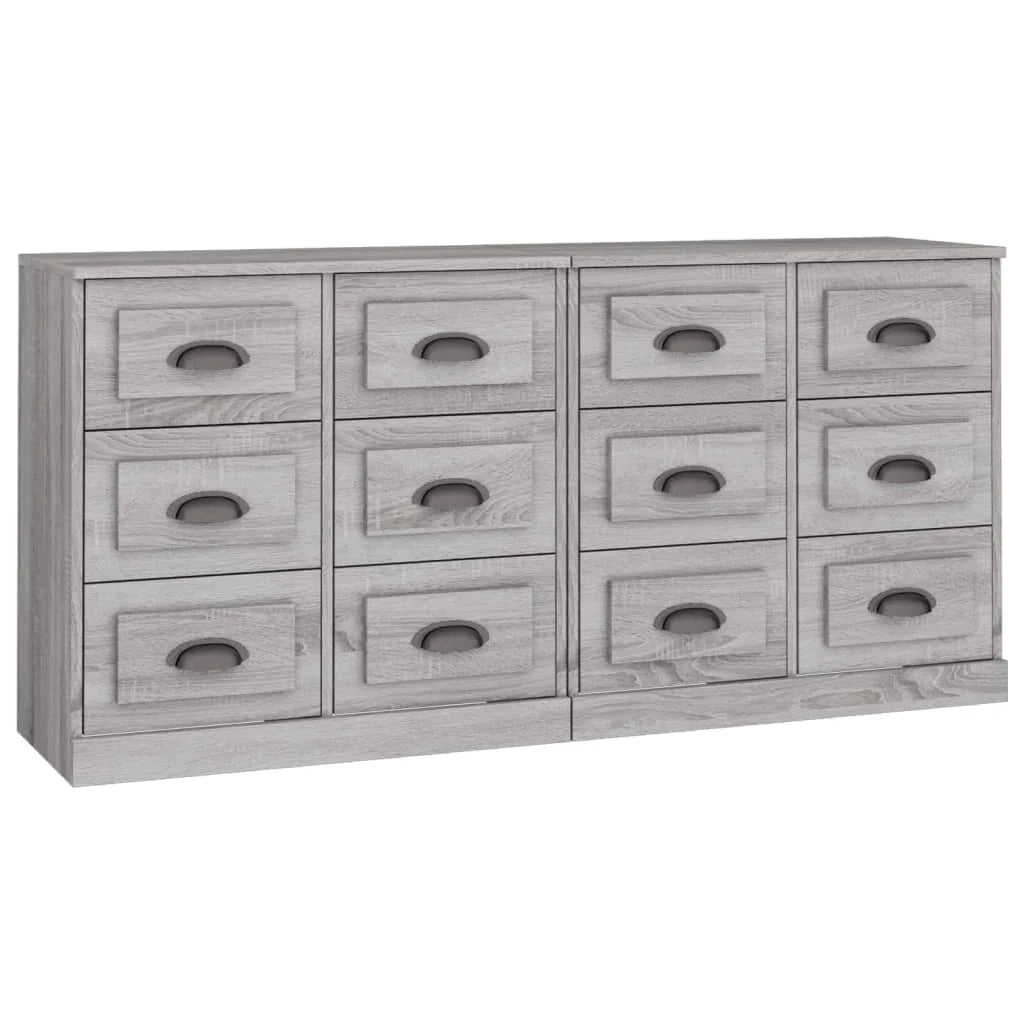 Buffet credenza cassettiera armadio mobile contenitore organizer cucina soggiorno salotti set da 2 legno ingegnerizzato Sonoma grigio 02_0036974