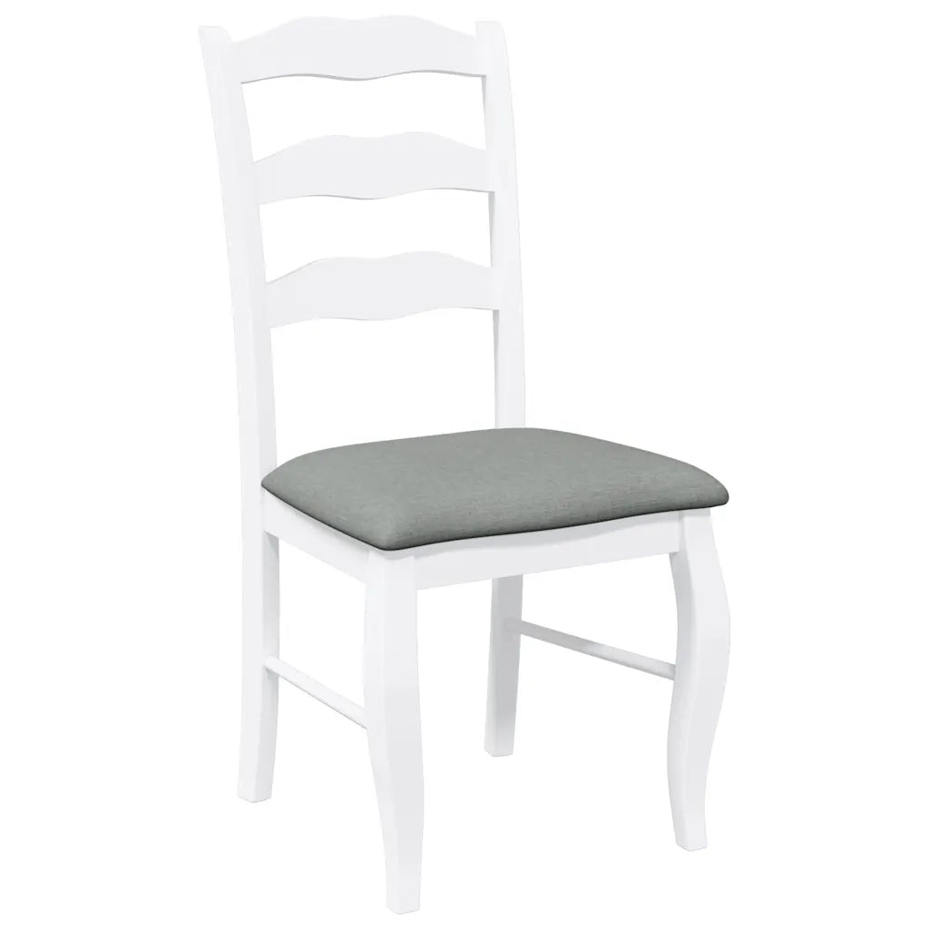 Sedie da Pranzo con Cuscini 2 pz Bianco Legno Massello di Hevea 4102495