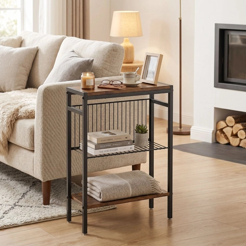 Tavolino con 3 ripiani 43 x 18 x 62;5 cm marrone rustico